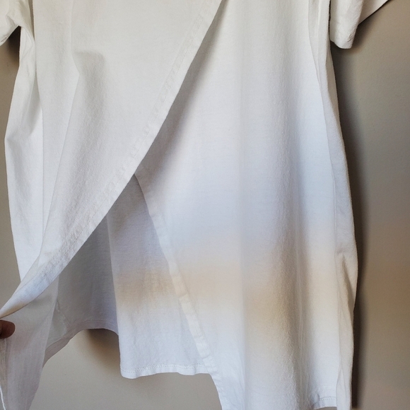 OSE Asymmetrical Open Cross-Over Front Short Sleeve Lagenlook Women's Top - Picture 4 of 6